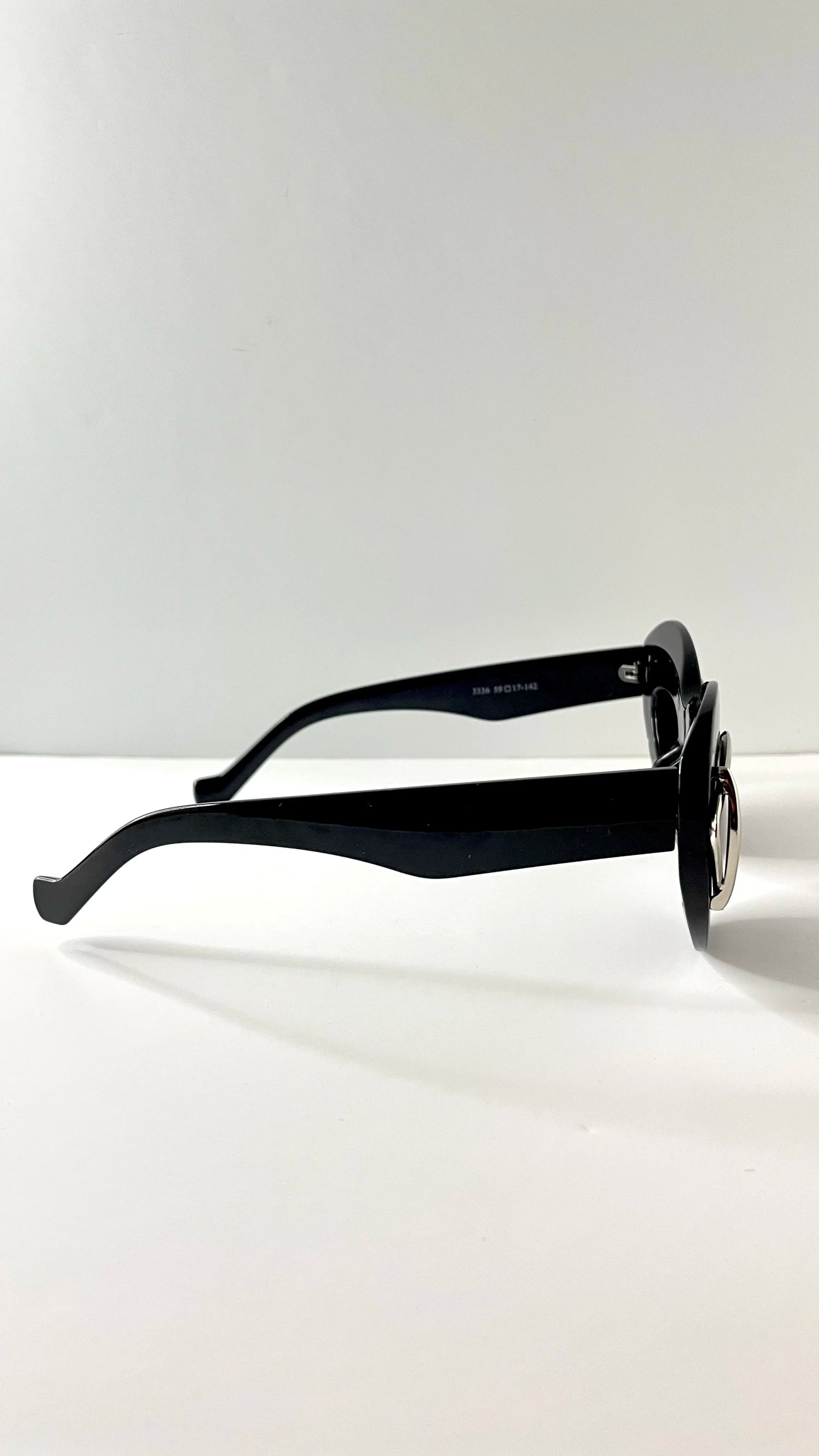 Noks Black & Silver Double Frame Cateye Sunglasses