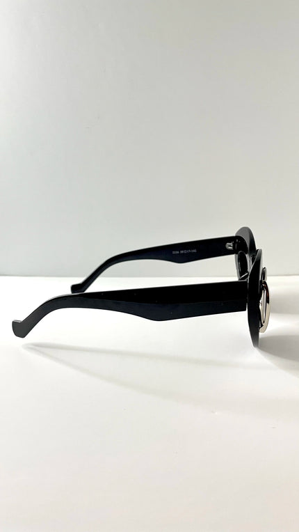 Noks Black & Silver Double Frame Cateye Sunglasses