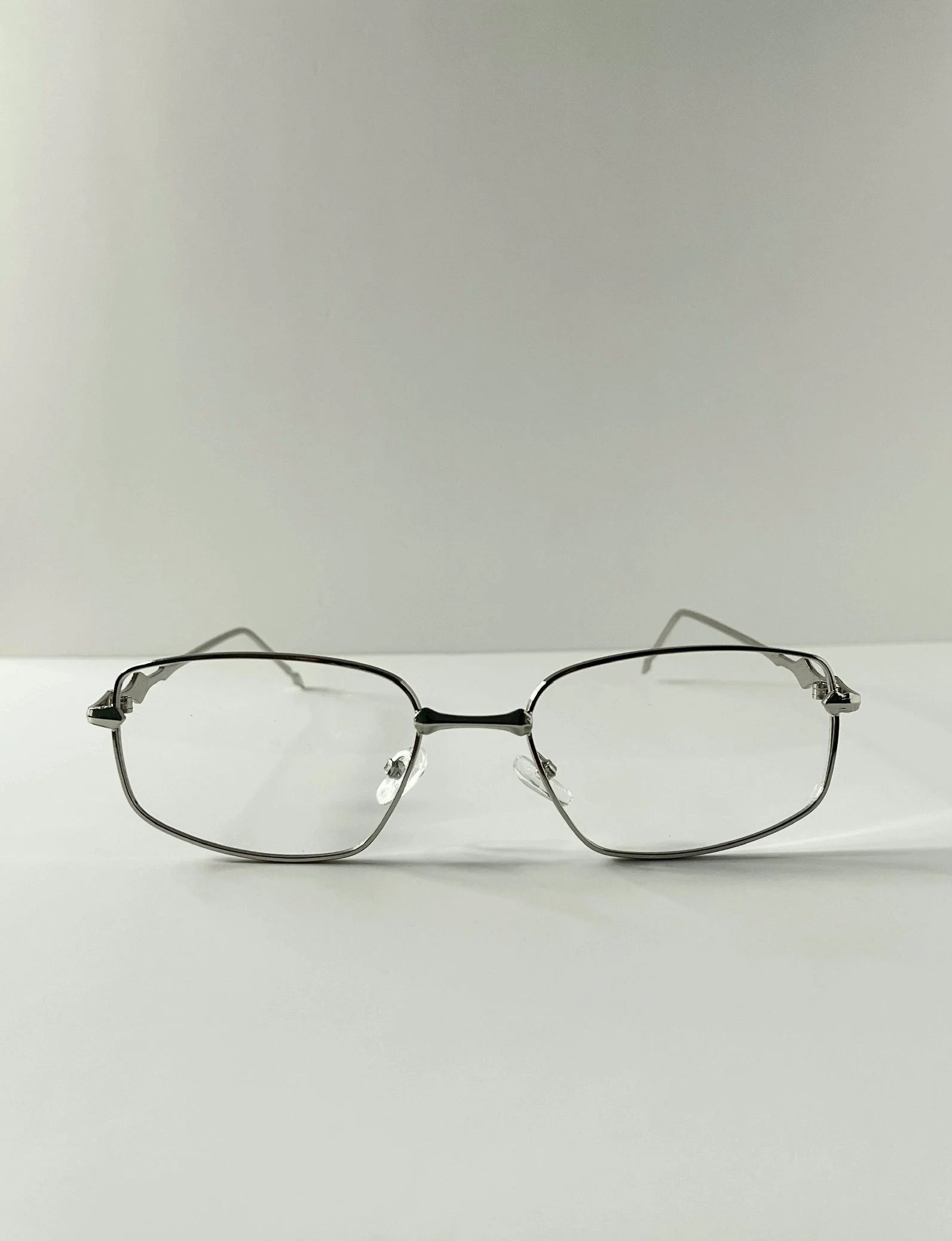 Tiana Silver Minimalist Clear Metal Glasses